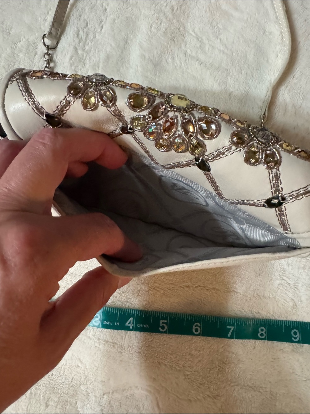 Brighton Embellished Ivory Crossbody Bag with Crystal Floral Accents - Picture 5 of 7
